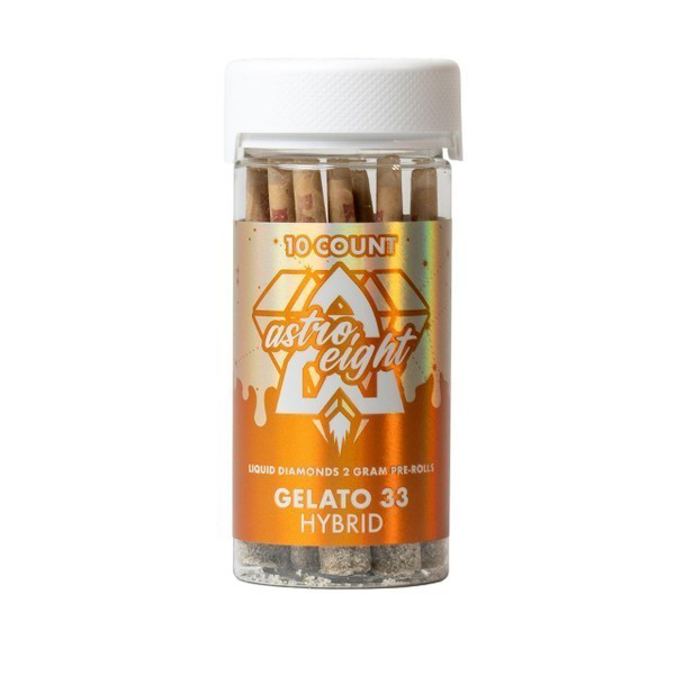 Picture of ASTRO EIGHT LIQUID DIAMOND PRE ROLLS 2G 10CT JAR - GELATO 33 (HYBRID)