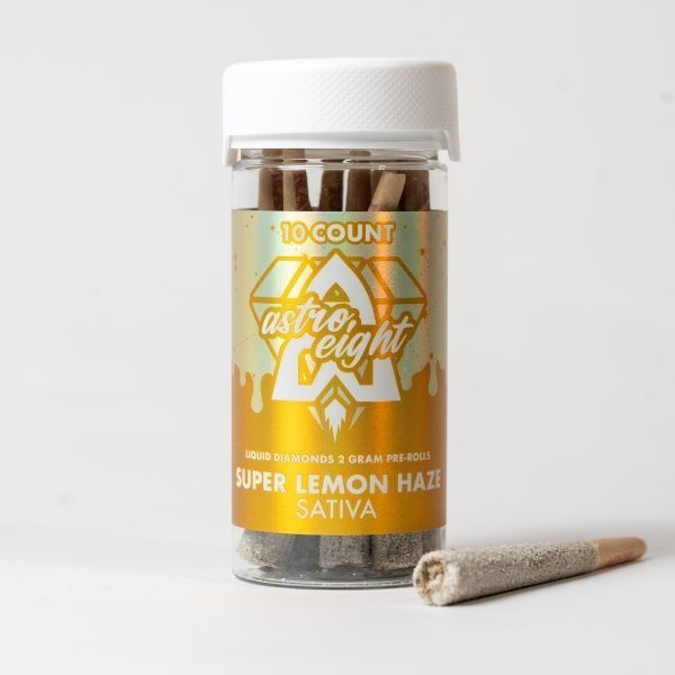 Picture of ASTRO EIGHT LIQUID DIAMOND PRE ROLLS 2G 10CT JAR - SUPER LEMON HAZE (SATIVA)