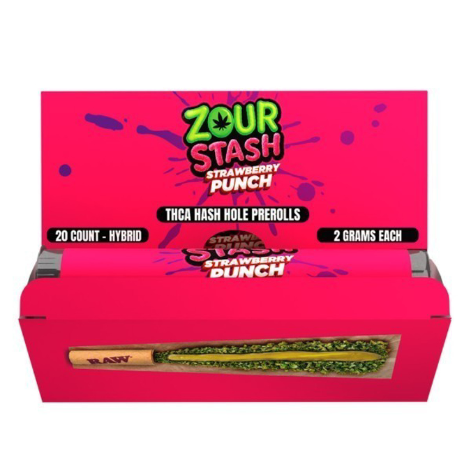 Picture of ZOUR STASH THCA HASH HOLE PREROLLS STRAWBERRY PUNCH HYBRID
