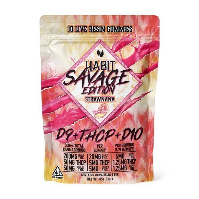 Picture of HABIT SAVAGE EDITION LIVE RESIN GUMMIES 10CT - STRAWNANA