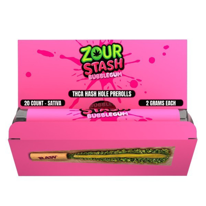 Picture of ZOUR STASH THCA HASH HOLE PREROLLS BUBBLEGUM SATIVA