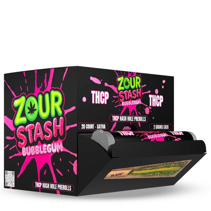 Picture of ZOUR STASH THCP HASH HOLES 2G PRE ROLLS 20CT - BUBBLEGUM