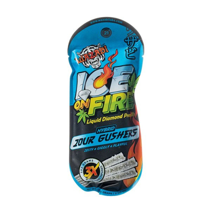 Picture of WAZABI ICE ON FIRE THCA PRE ROLLS - ZOUR GUSHERS