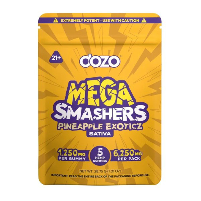 Picture of DOZO MEGA SMASHERS HEMP GUMMIES 10CT - PINEAPPLE EXOTICZ (SATIVA)