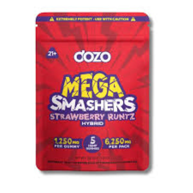 Picture of DOZO MEGA SMASHERS HEMP GUMMIES 10CT - STRAWBERRY RUNTZ (HYBRID)