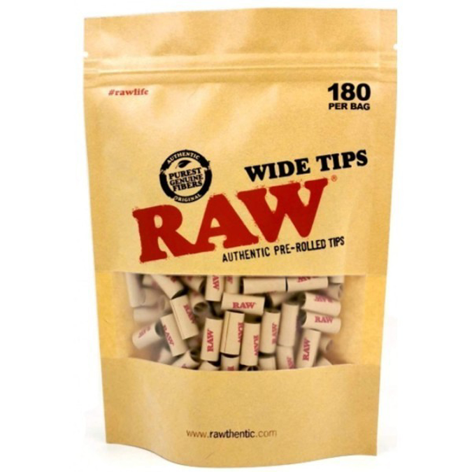 Picture of RAW WIDE TIPS PRE ROLLED 180PK BAG
