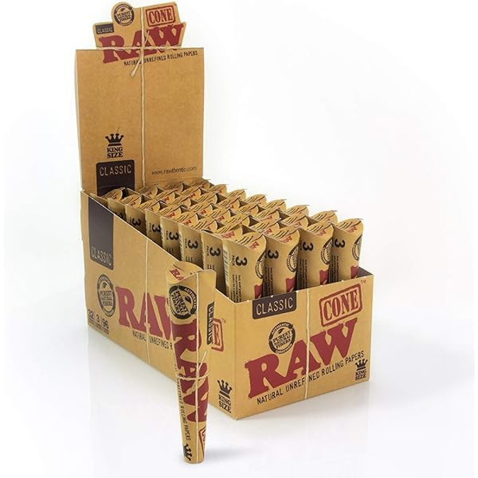 Picture of RAW ORGANIC 3PK PRE ROLL KING SIZE CONES 32BX