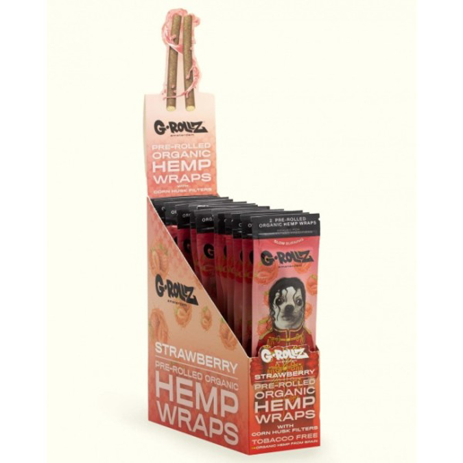 Picture of G ROLLZ STRAWBERRY FLAVOURED PRE ROLLED HEMP WRAPS AND CORN HUSK TIPS