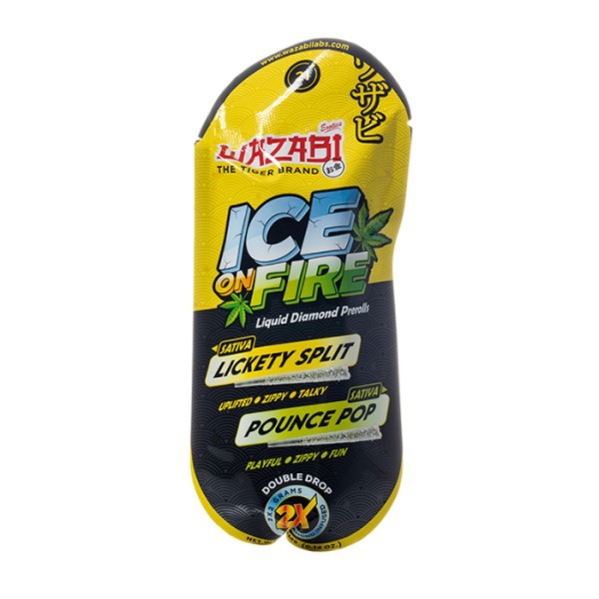 Picture of WAZABI ICE ON FIRE THCP PRE ROLLS - LICKETY SPLIT + POUNCE POP (SATIVA)