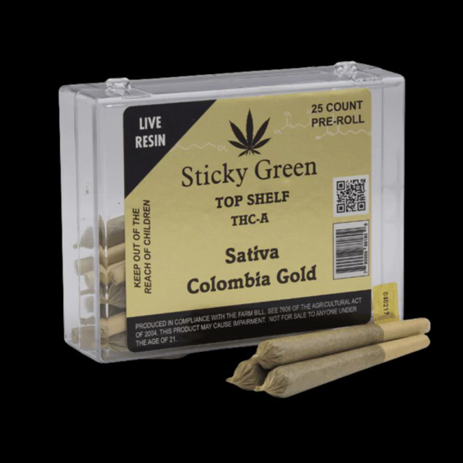 Picture of STICKY GREEN PREROLL 2CT THCA + THCP - COLOMBIA GOLD (SATIVA)