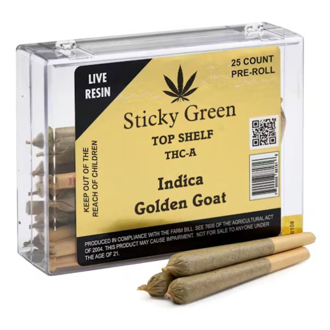 Picture of STICKY GREEN PRE ROLL 2CT THCA + THCP - GOLDEN GOAT (INDICA)