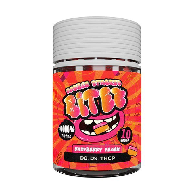 Picture of DOUBLE STACKED BITEZ 10000MG 6CT JAR - RASPBERRY PEACH
