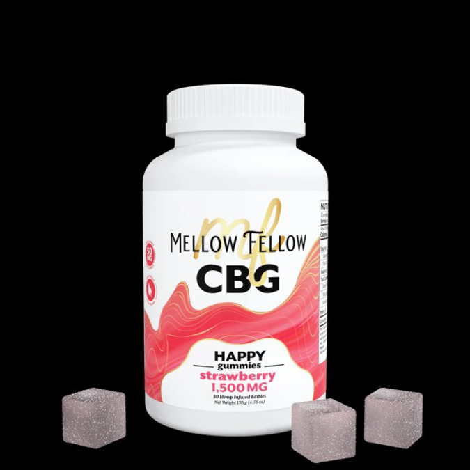 Picture of MELLOW FELLOW HAPPY GUMMIES 30PC EDIBLES 1500MG CBG - STRAWBERRY