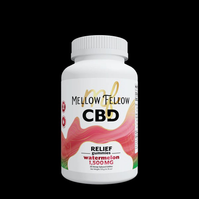 Picture of MELLOW FELLOW RELIEF GUMMIES 30PC EDIBLES 1500MG CBD - WATERMELON