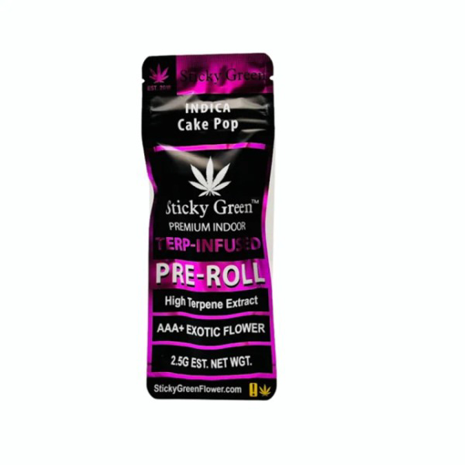 Picture of STICKY GREEN 2CT PRE ROLL PREMIUM INDOOR TERP INFUSED   CAKE POP INDICA