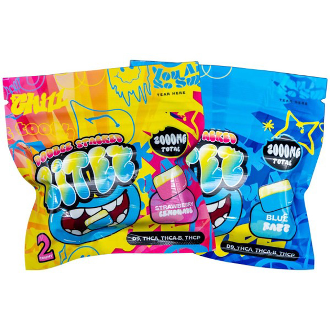 Picture of DOUBLE STACKED BITEZ 2000MG THCP - MELON BERRY + RASPBERRY PEACH