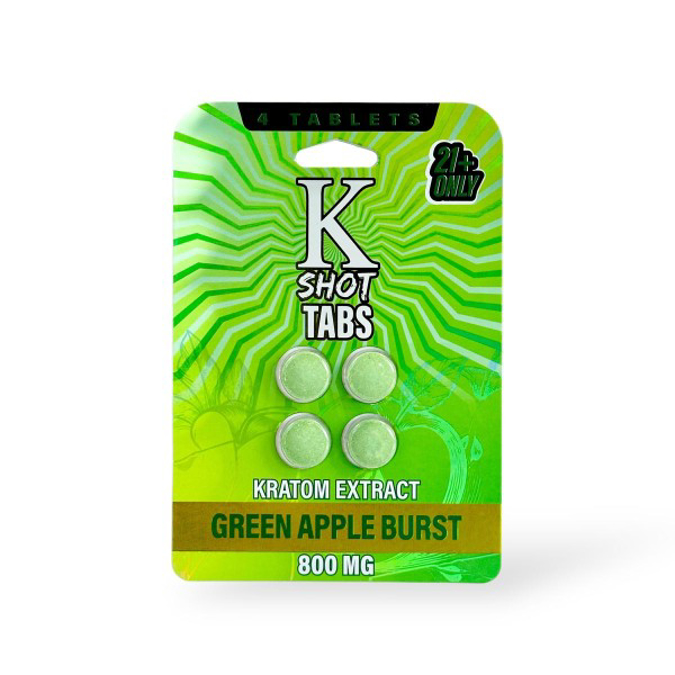 Picture of K SHOTS TABS KRATOM EXTRACT 800MG 10CT - GREEN APPLE BURST