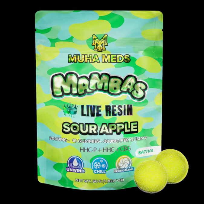 Picture of MUHA MEDS MAMBAS D9 THCP LIVE RESIN GUMMIES - SOUR APPLE