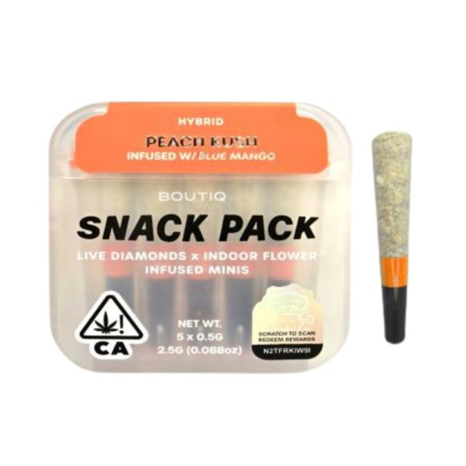 Picture of BOUTIQ INFUSED THCA MINIS 0.5G SNACK PACK PRE ROLLS - PEACH KUSH (HYBRID)