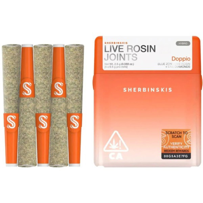 Picture of SHERBINSKIS THCA LIVE ROSIN JOINTS 5CT 0.5G - DOPPIO (HYBRID)