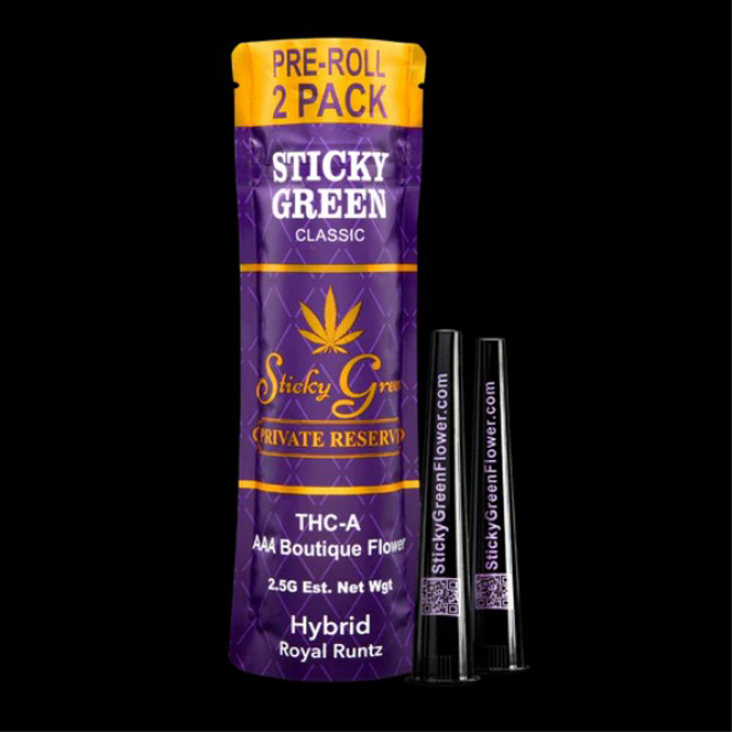 Picture of STICKY GREEN 2ct PRIVATE RESERVE CLASSIC PRE-ROLLS - ROYAL RUNTZ (HYBRID)