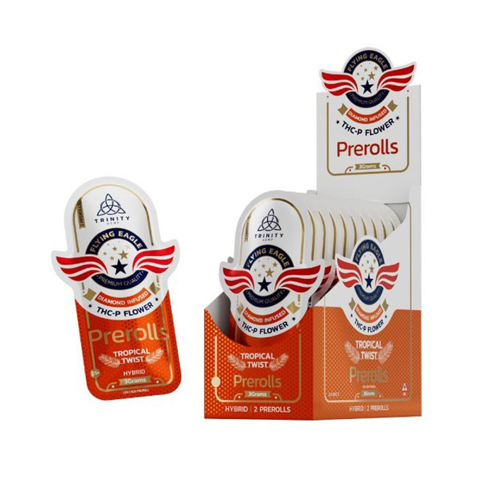 Picture of TRINITY FLYING EAGLE DIAMOND INFUSED FLOWER PRE ROLLS 3G - TROPICAL TWIST (HYBRID)