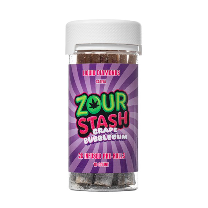 Picture of ZOUR STASH THCA HA$HIEZ 1G PRE ROLLS - GRAPE BUBBLEGUM (SATIVA)