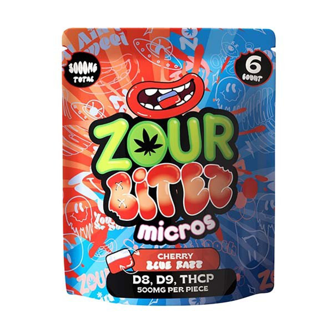 Picture of ZOUR BITEZ THCP 3000MG GUMMIES 6PK 30CTBX CHERRY BLUE RAZZ
