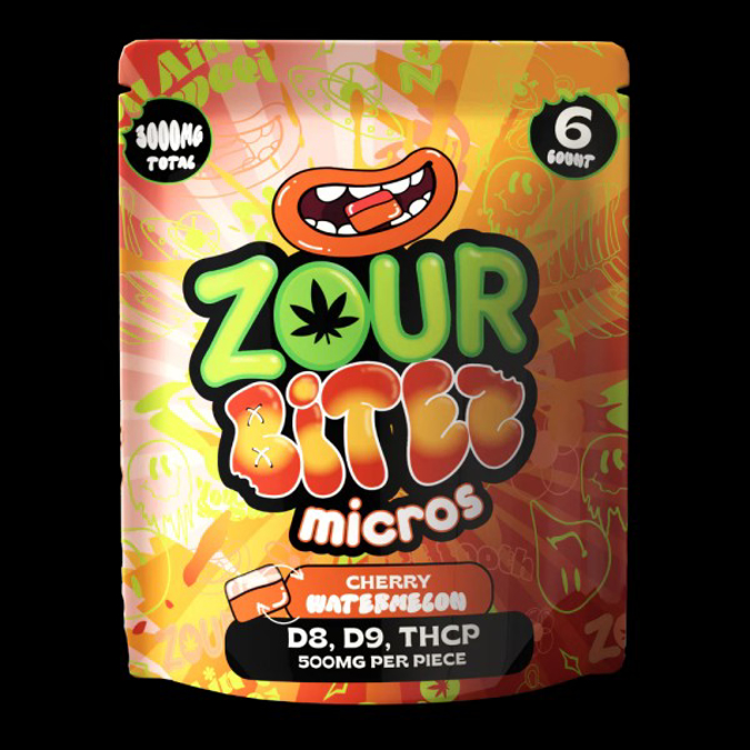 Picture of ZOUR BITEZ THCP 3000MG GUMMIES 6PK 30CTBX CHERRY WATERMELON