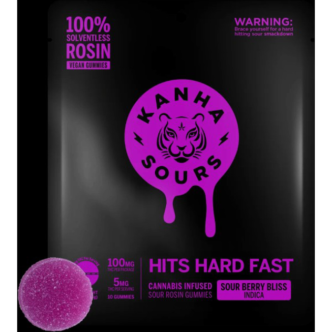 Picture of KANHA ROSIN INFUSED SOUR GUMMIES 150MG - SOUR BERRY BLISS (INDICA)