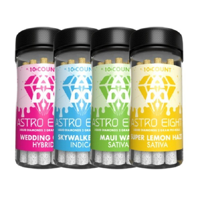 Picture of ASTRO EIGHT LIQUID DIAMOND PRE ROLLS 2G 10CT JAR - TANGIE BLAST OFF (SATIVA)