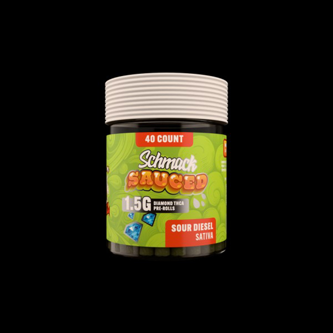 Picture of SCHMACK SAUCED 1.5G DIAMOND THCA PRE ROLLS 40CT - SOUR DIESEL (SATIVA)