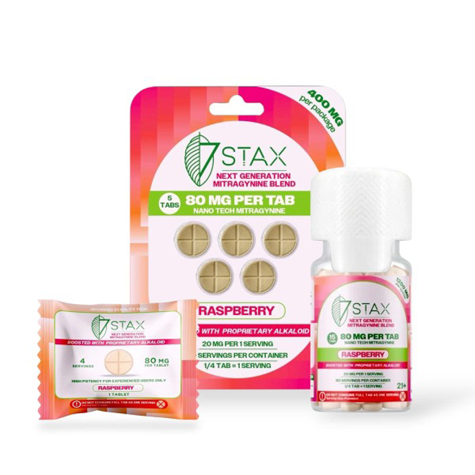 Picture of 7 STAX NEXT GENERATION MITRAGYNINE BLEND 80MG TAB 10CT - RASPBERRY