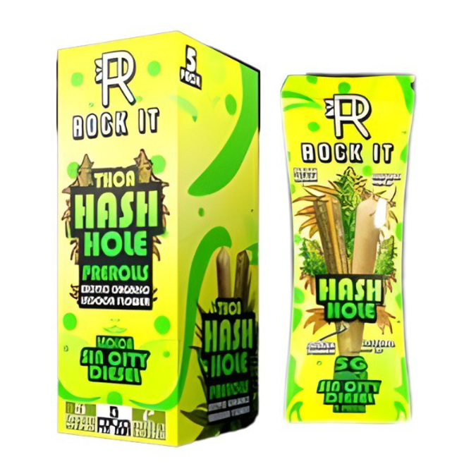 Picture of ROCK IT THCA HASH HOLES PRE ROLLS 5PK - SIN CITY DIESEL (INDICA)