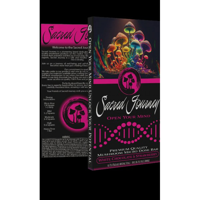 Picture of SACRED JOURNEY MUSHROOM CHOCOLATE - WHITE CHOCOLATE STRAWBERRY