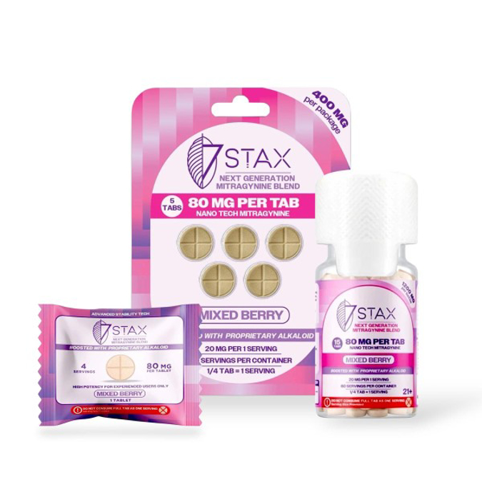 Picture of 7 STAX NEXT GENERATION MITRAGYNINE BLEND 80MG TAB 10CT - MIXED BERRY