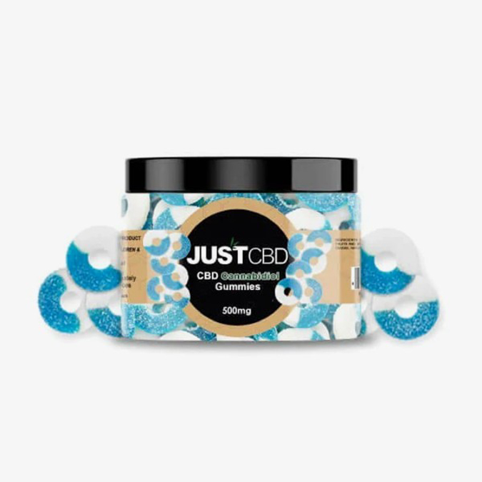 Picture of JUST CBD   DELTA BLUE RASPBERRY RINGS 500MG