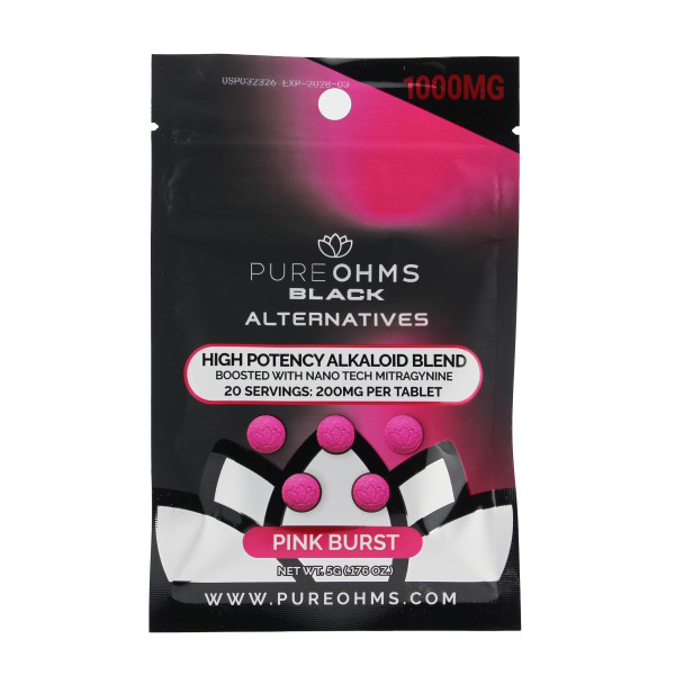 Picture of PURE OHMS BLACK 200MG TAB - PINK BURST