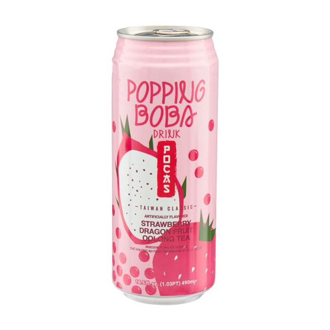 Picture of POCAS POPPING BOBA DRINK - STRAWBERRY DRAGONFRUIT OOLONG TEA