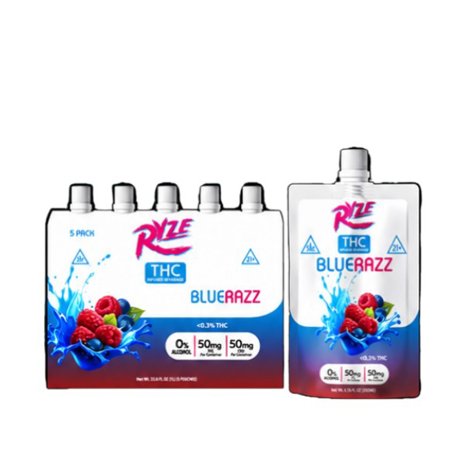 Picture of RYZE THC INFUSED BEVERAGE 50MG - BLUE RAZZ
