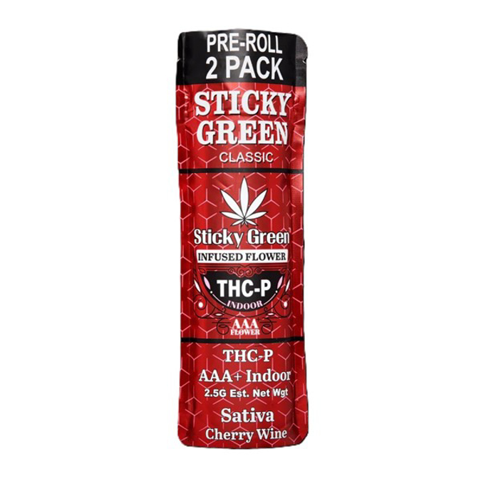 Picture of STICKY GREEN THCP INFUSED FLOWER PRE ROLL 10CT  -CHERRY WINE