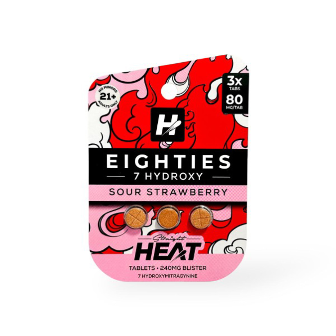 Picture of HEAT EIGHTIES 7 HYDROXY SOUR STRAWBERRY 3CT 80MGTAB