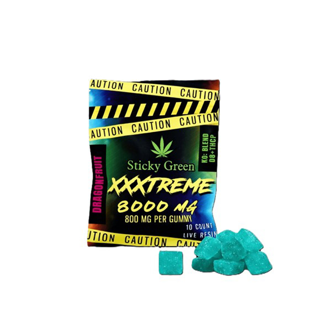 Picture of STICKY GREEN XXXTREME 8000MG 10CT GUMMY - DRAGONFRUIT