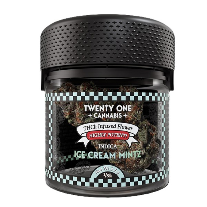 Picture of TWENTY ONE CANNABIS THCH INFUSED FLOWER 3.5G - ICE CREAM MINTZ (INDICA)