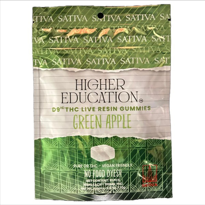 Picture of HIGHER EDUCATION  D9 LIVE RESIN GUMMIES THC 1500MG - GREEN APPLE