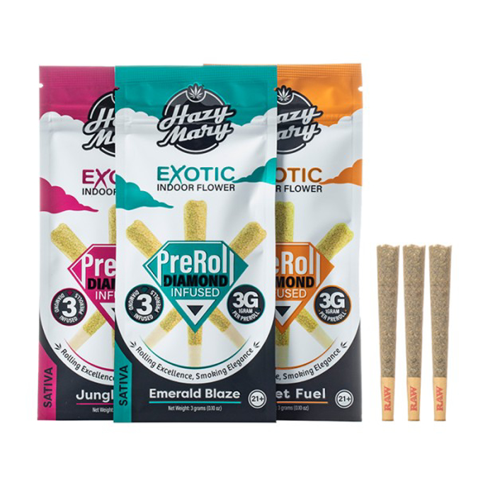 Picture of HAZY MARY THCA DIAMOND INFUSED PRE ROLLS 3G 10CT - LURRY BURD