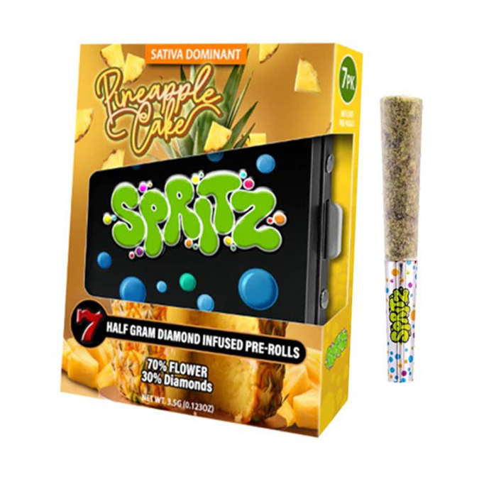Picture of SLUGGERS HIT SPRITZ 7PK INFUSED PRE ROLLS 12PK - PINEAPPLE CAKE