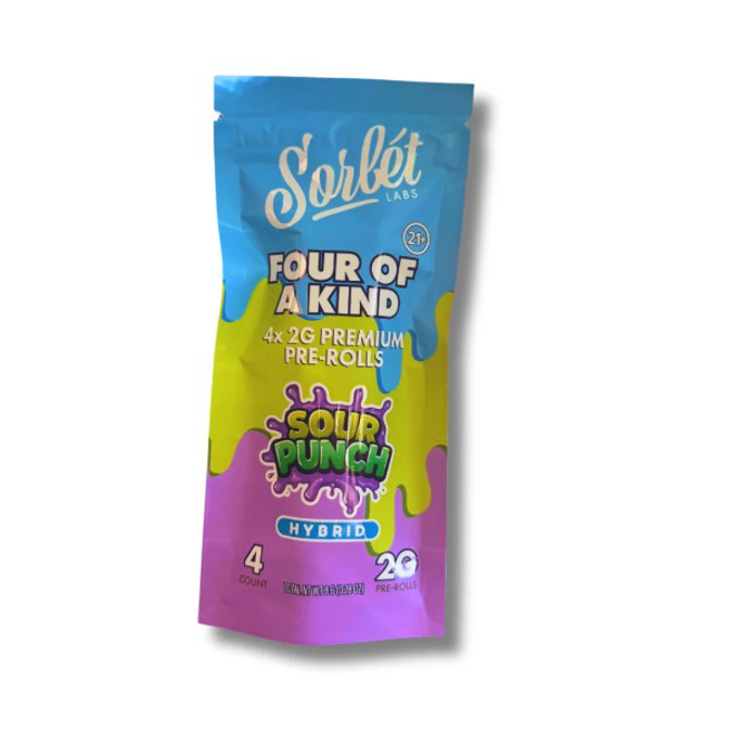 Picture of SORBET FOUR OF A KIND THCP 2G PRE ROLL 10CT -  SOUR PUNCH (HYBRID)