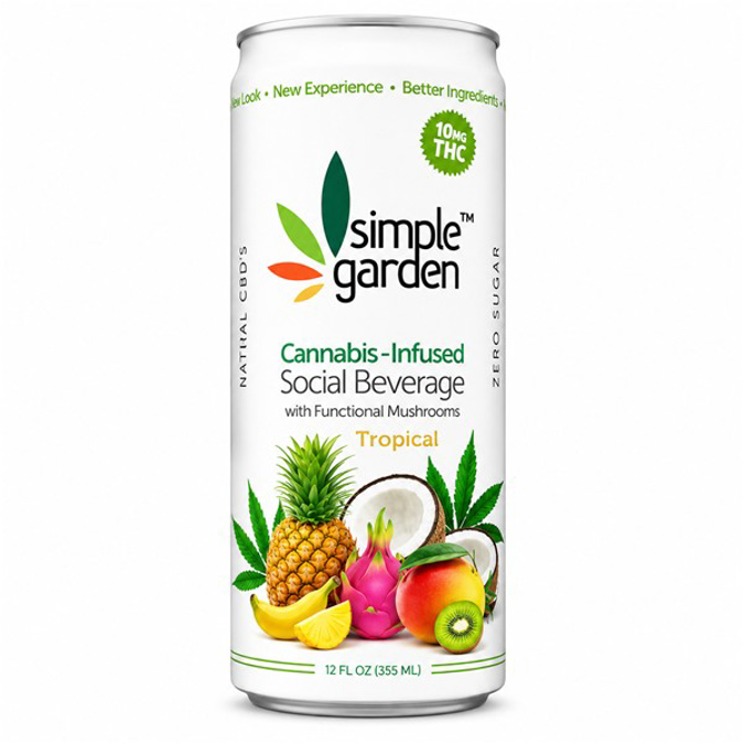 Picture of SIMPLE GARDEN THC ZERO SUGAR DRINK 355ML 4CT - TROPICAL
