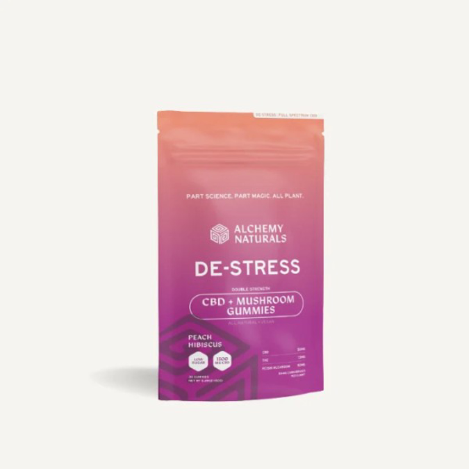 Picture of ALCHEMY NATURALS DE - STRESS CBD + MUSHROOM GUMMIES 6CT BOX - PEACH HIBISCUS